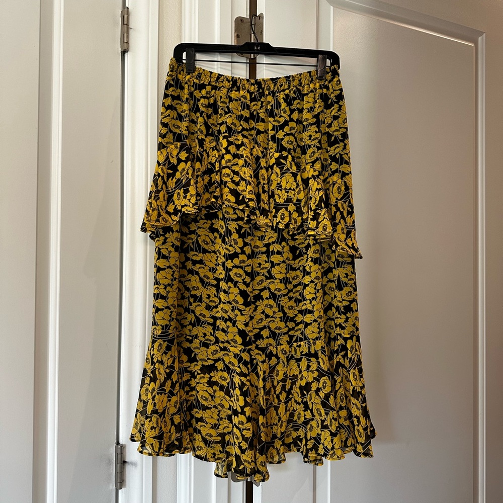 Who What Wear Chiffon Floral Printed Midi Skirt